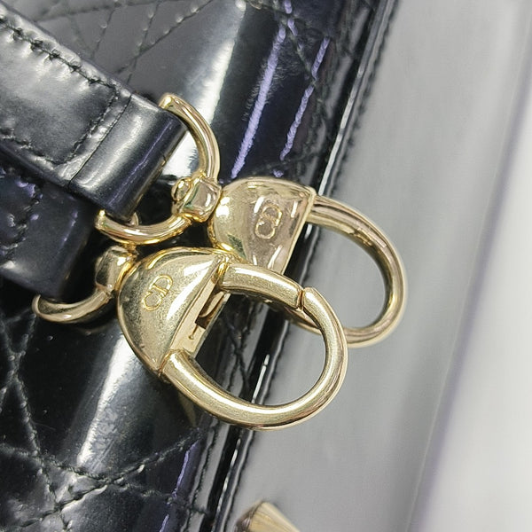 Lady Dior Medium Cannage Patent Leather Black