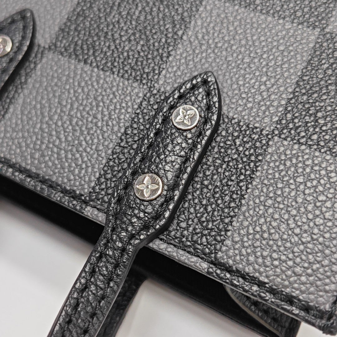 SAC PLAT Extra Small Damier Graphite Calfskin Gray