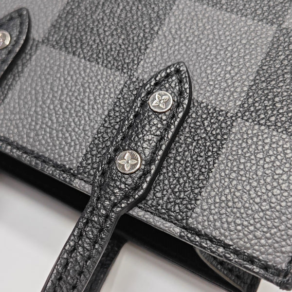 SAC PLAT Extra Small Damier Graphite Calfskin Gray