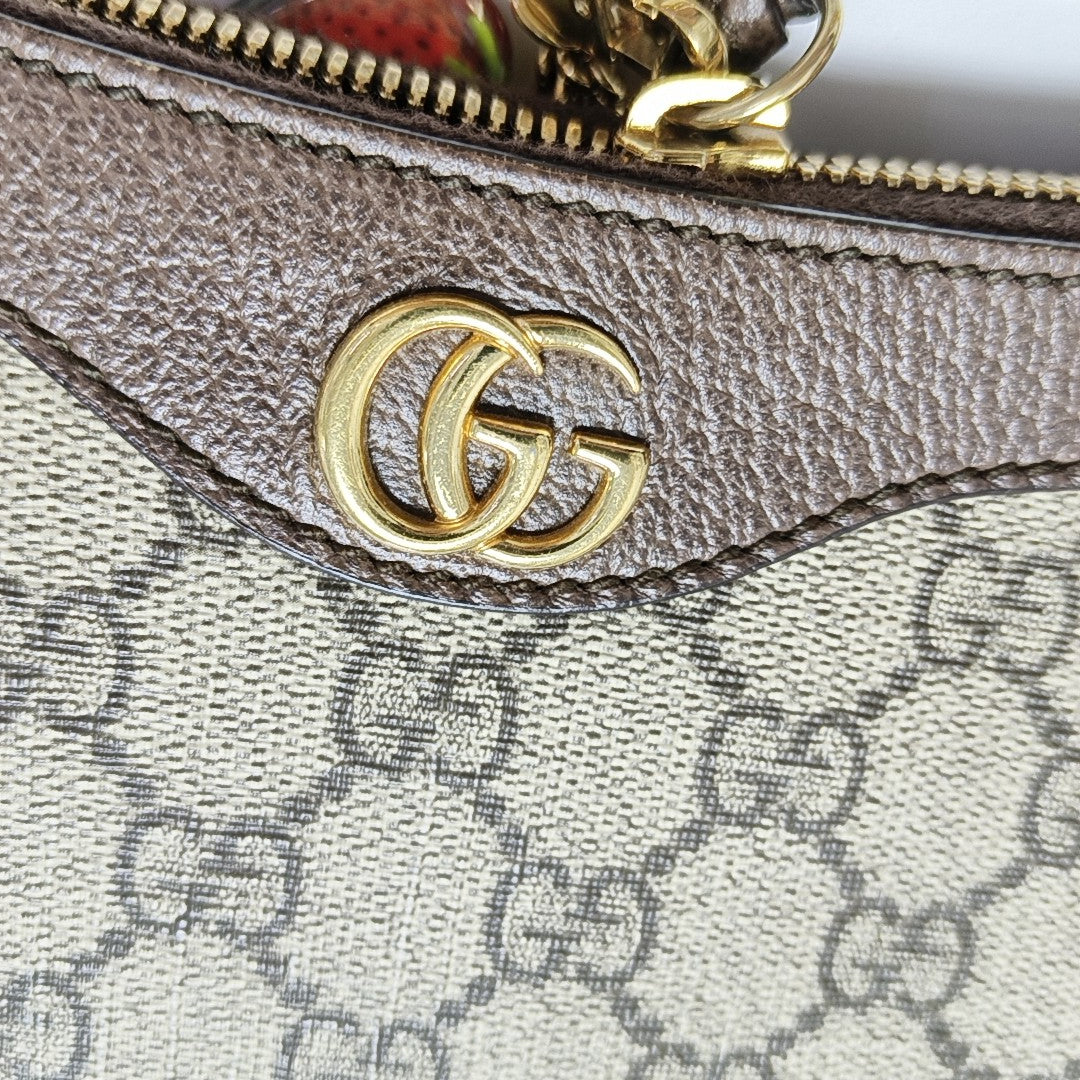 Ophidia Small Monogram Coated Canvas Beige