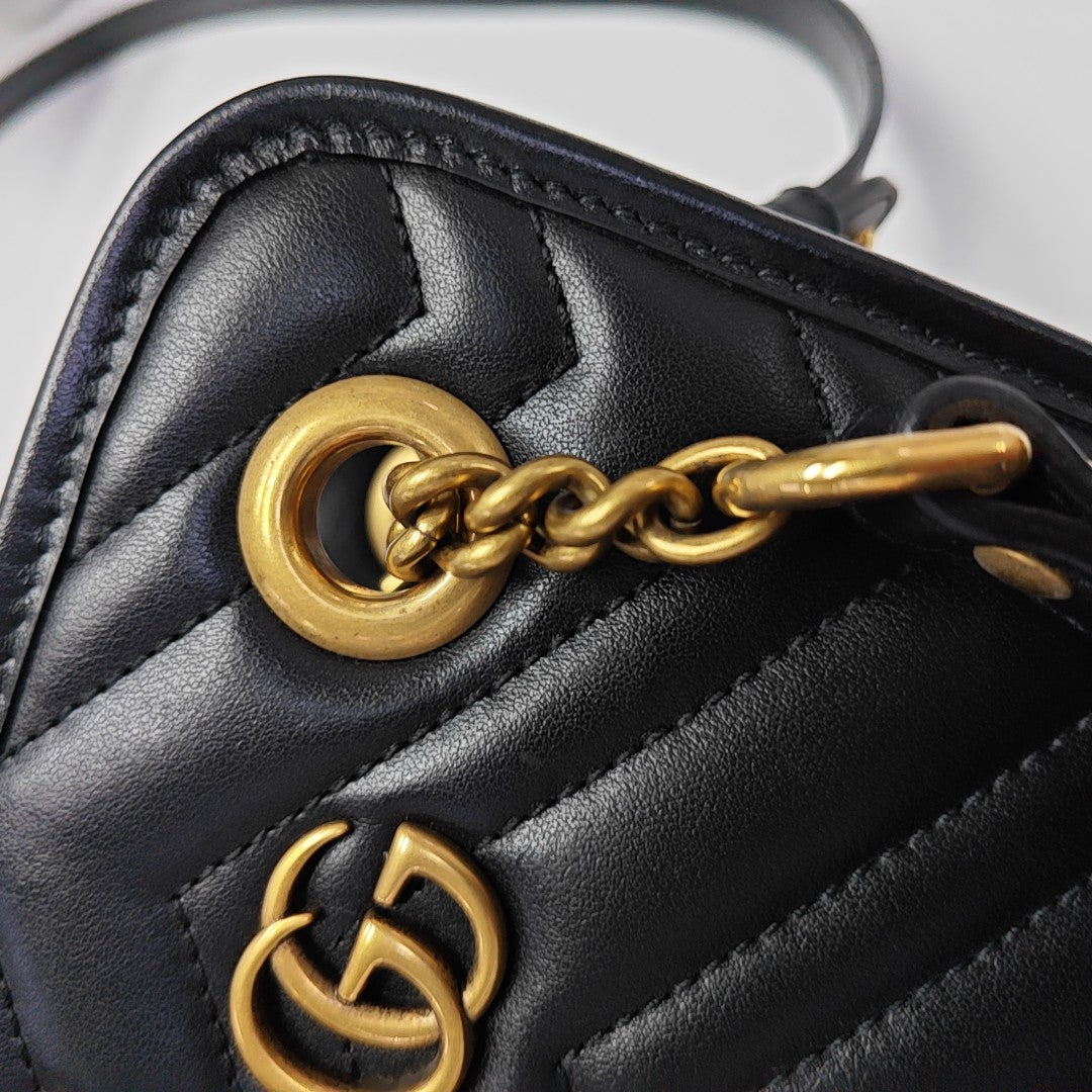 GG Marmont Mini Quilted Calfskin Black
