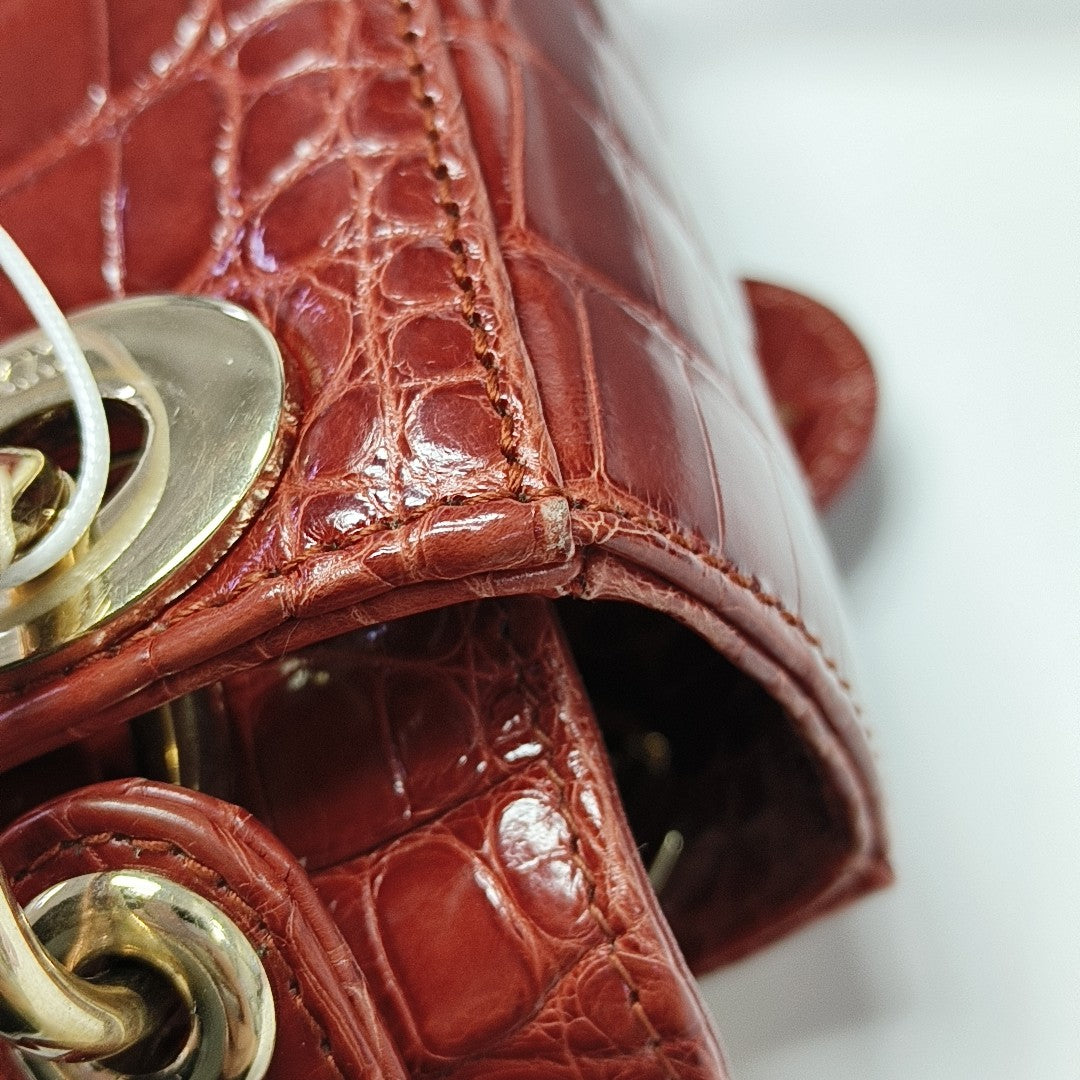 Lady Dior Mini Crocodile Red