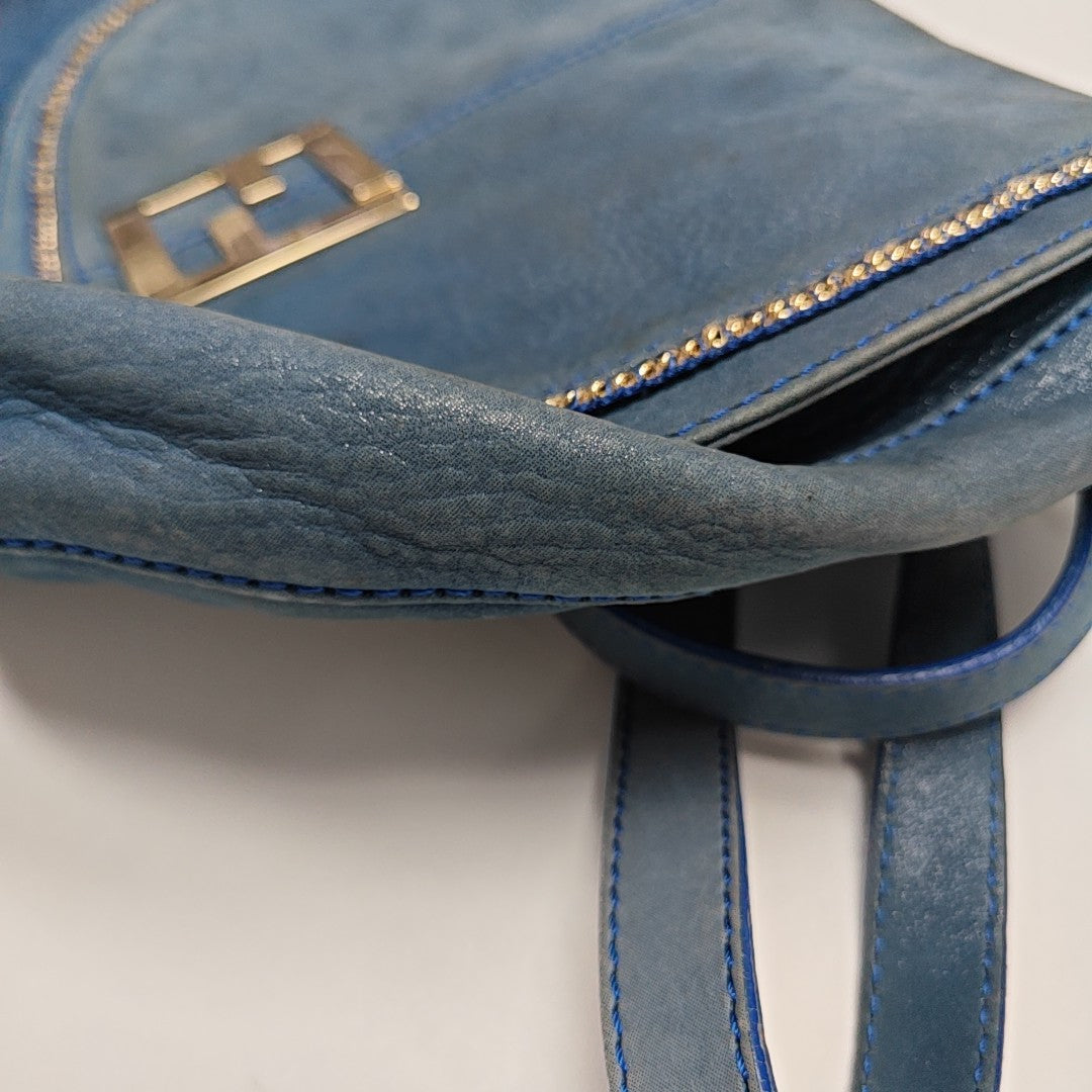 Leather Shoulder Bag Blue