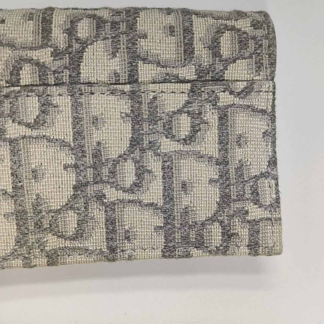 Saddle Mini Oblique Fabric Gray Card Holder