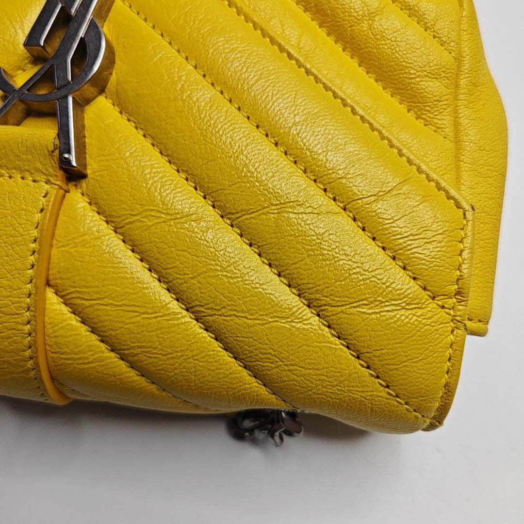 Chevron Calfskin Small Yellow