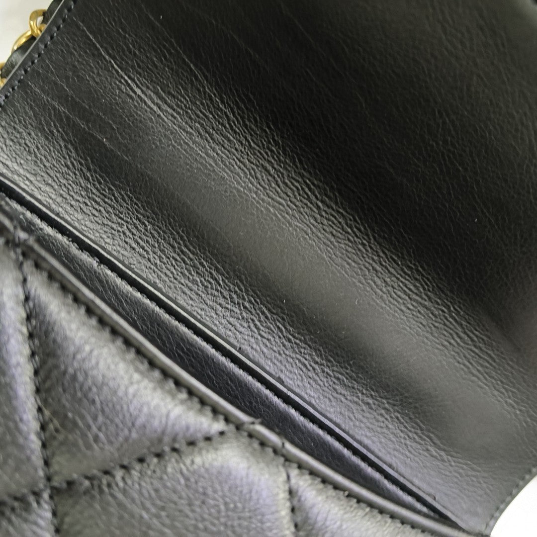 Quilted Calfskin Shoulder Bag Black