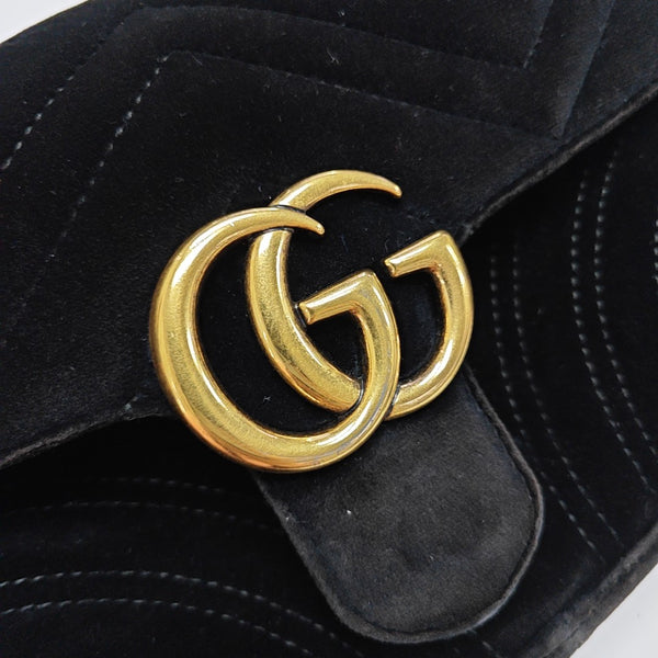GG Marmont Small Quilted Velvet Black