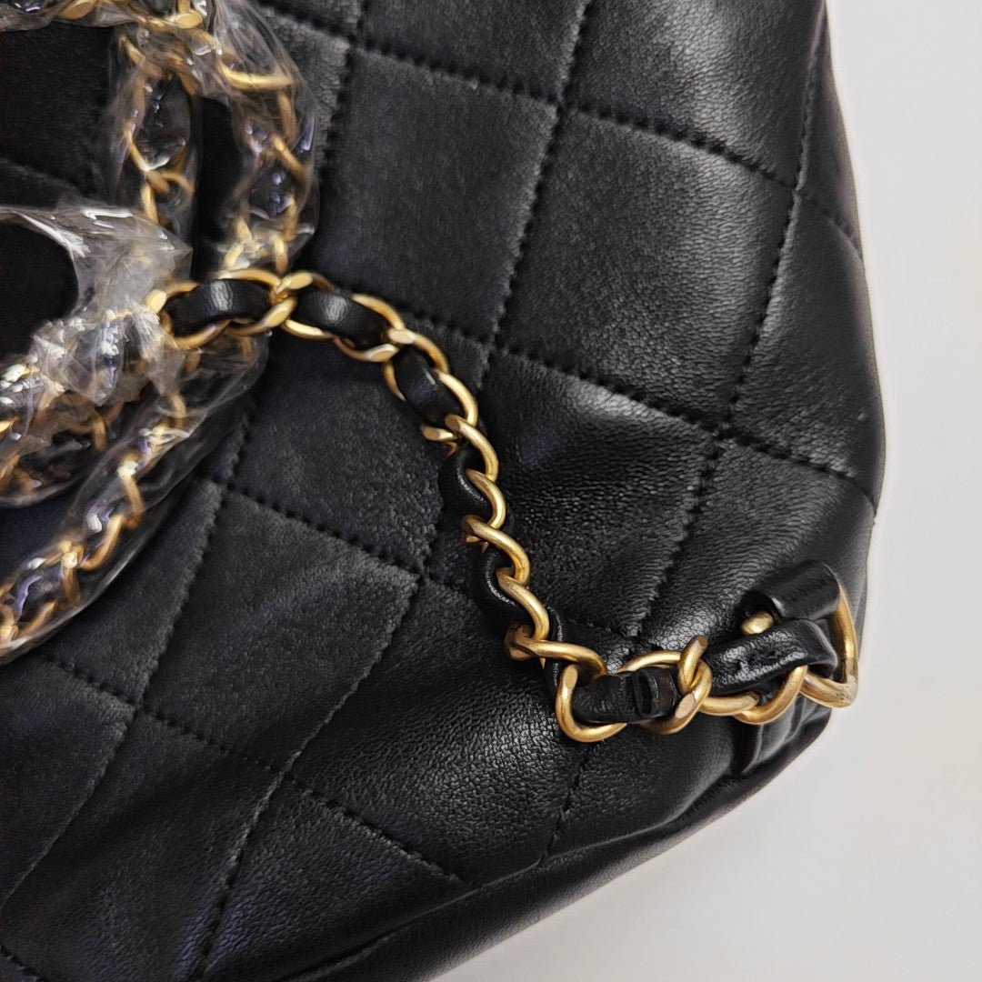 Quilted Lambskin Backpack Black