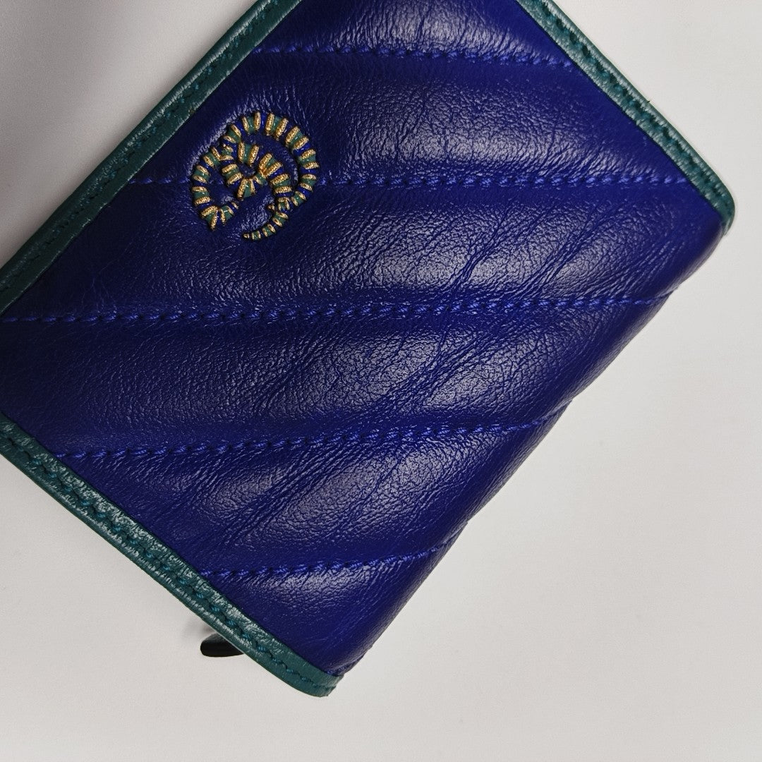 GG Marmont Mini Quilted Calfskin Blue Wallet