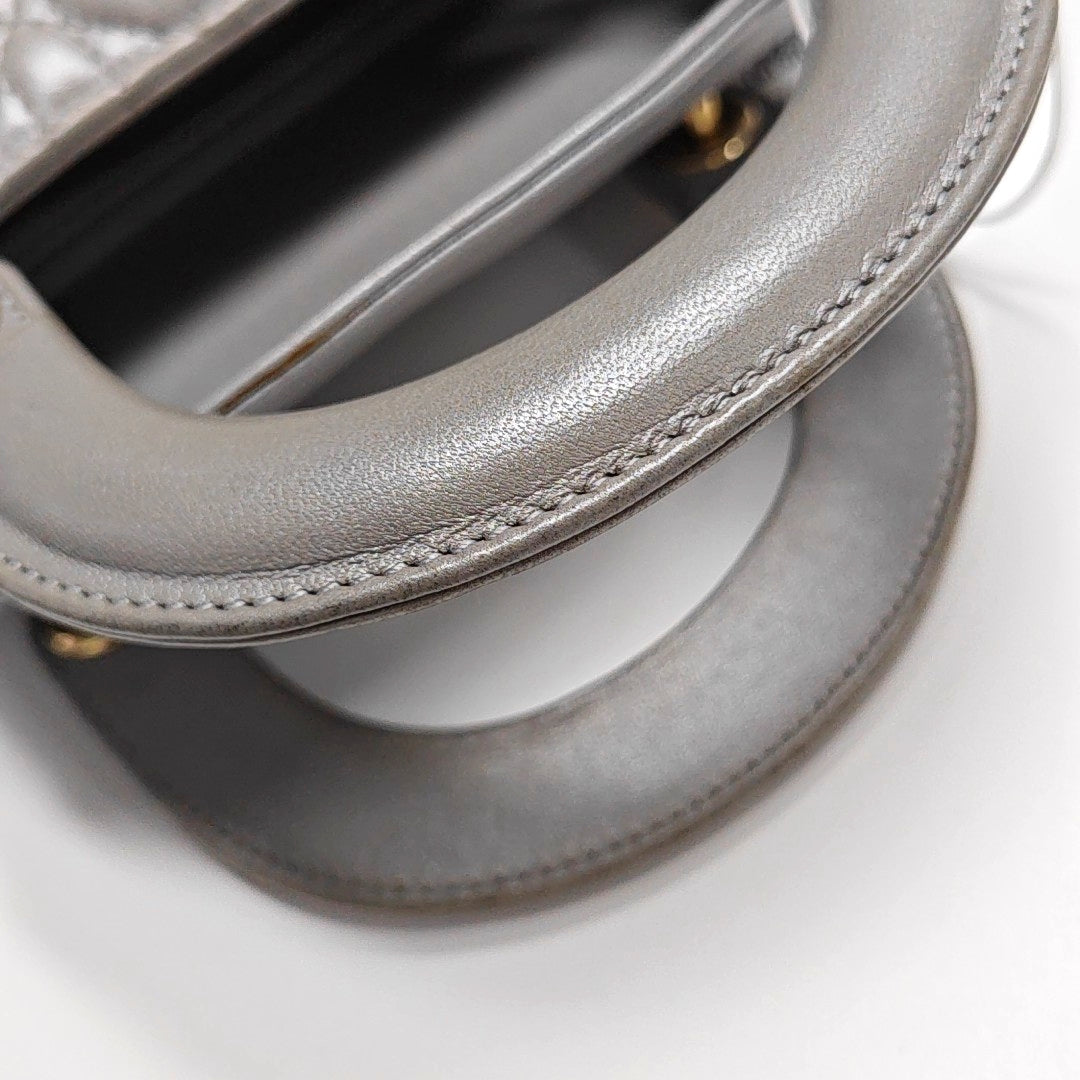 Lady Dior Mini Cannage Lambskin Gray