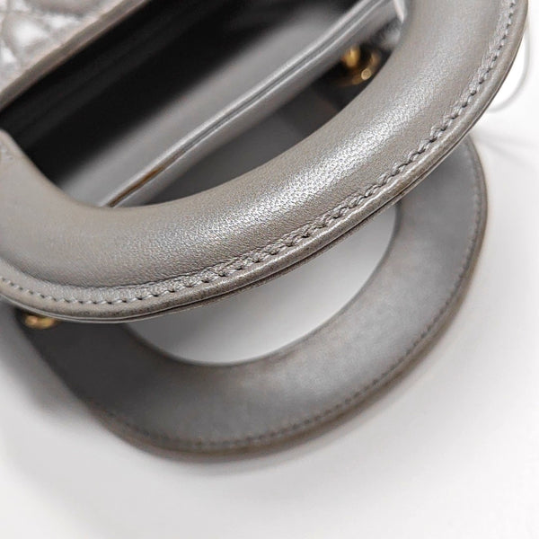 Lady Dior Mini Cannage Lambskin Gray