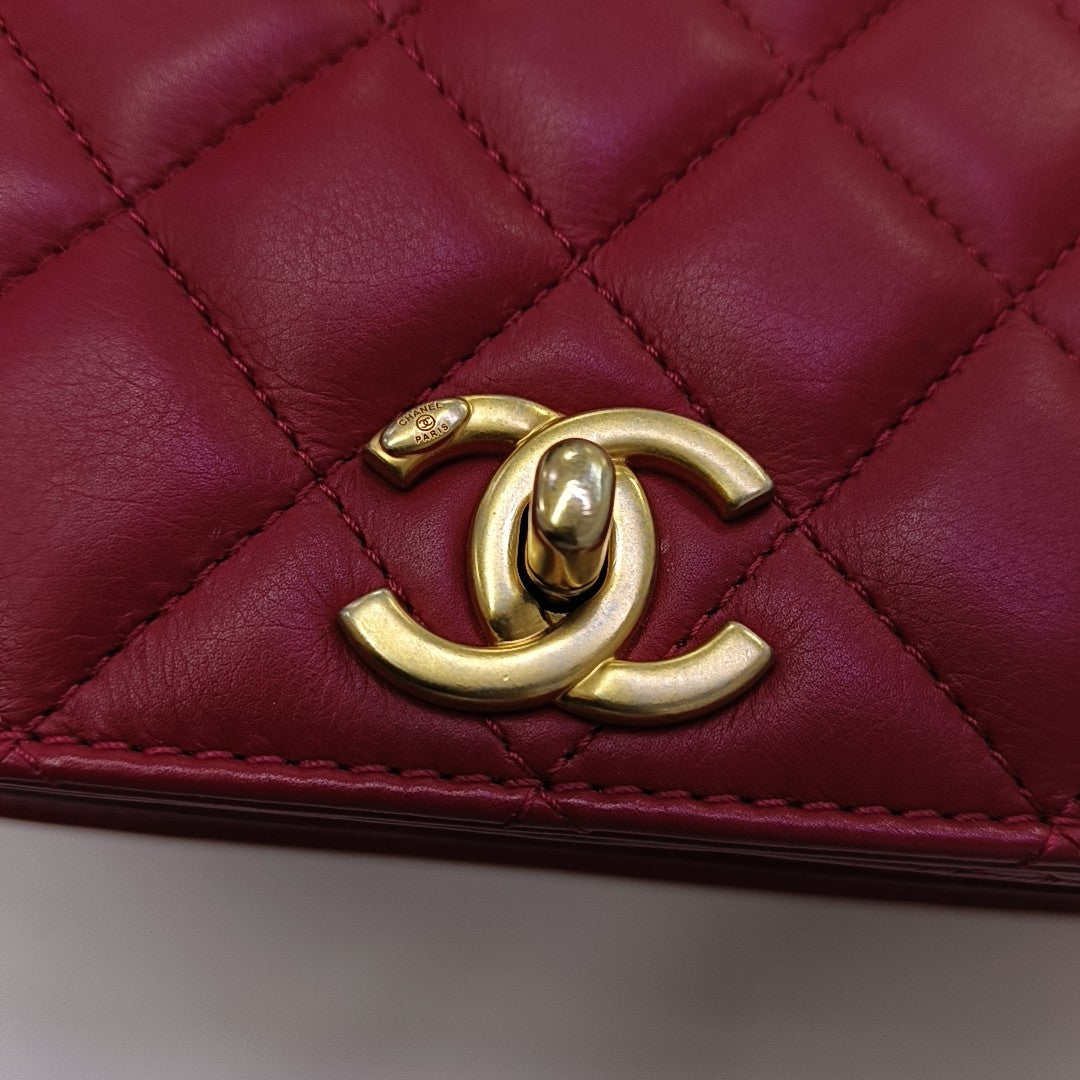 Quilted Calfskin Shoulder Bag Red