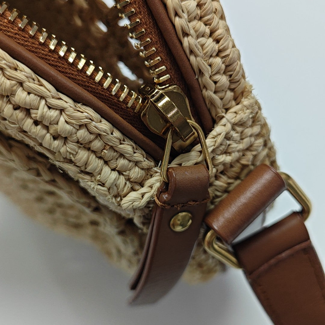 Straw Shoulder Bag Brown
