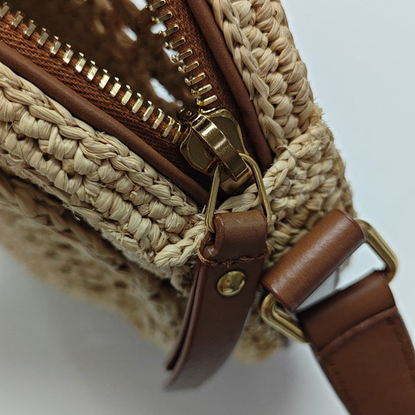 Straw Shoulder Bag Brown