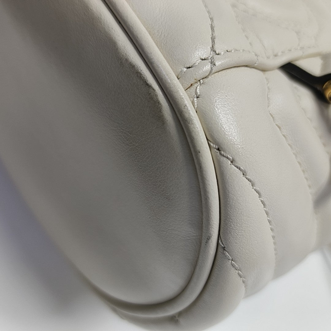 GG Marmont Mini Quilted Calfskin White