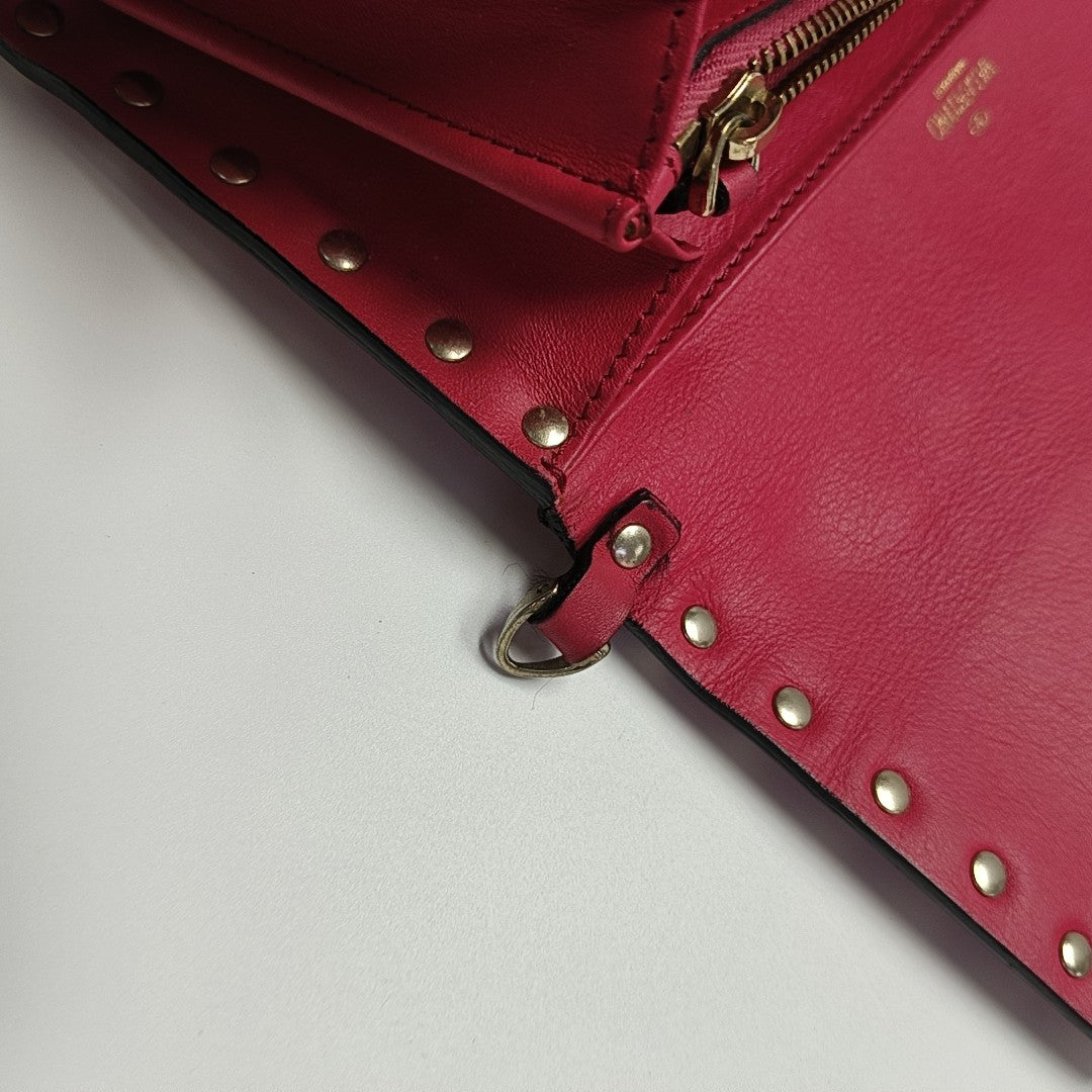 Rockstud Calfskin Red