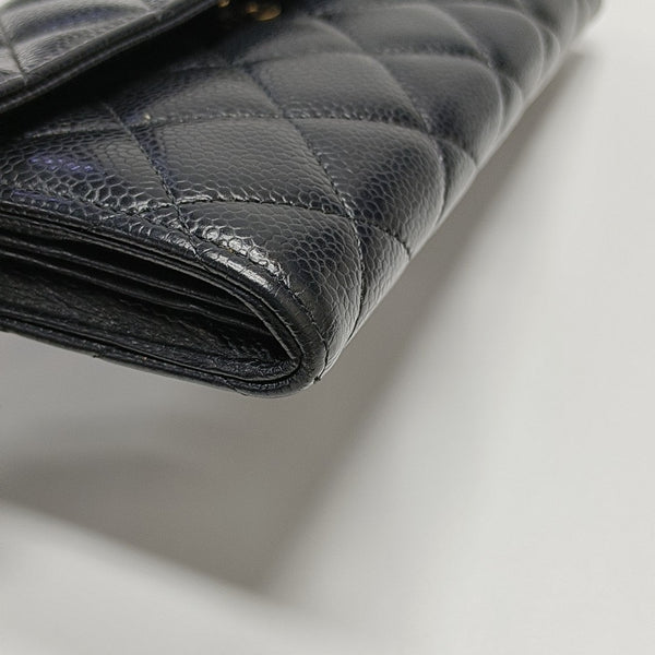 CLASSIC FLAP Mini Quilted Grained Calfskin Black Wallet