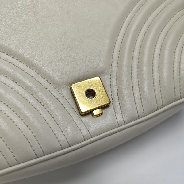 GG Marmont Medium Quilted Calfskin White