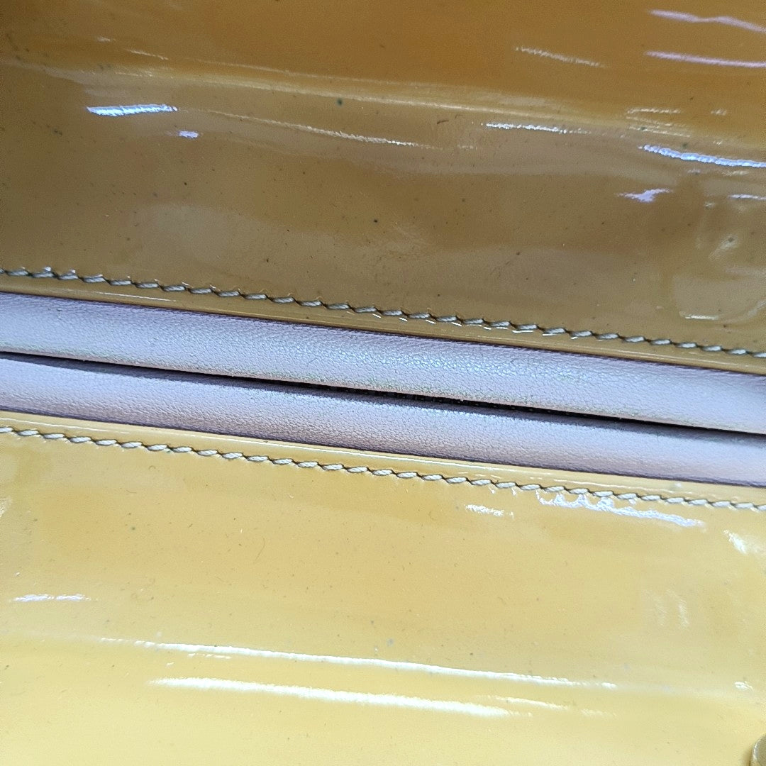 Authenticated pre-owned  Lady Dior Medium Quilted Patent Leather Yellow - Tote Bag at Looply