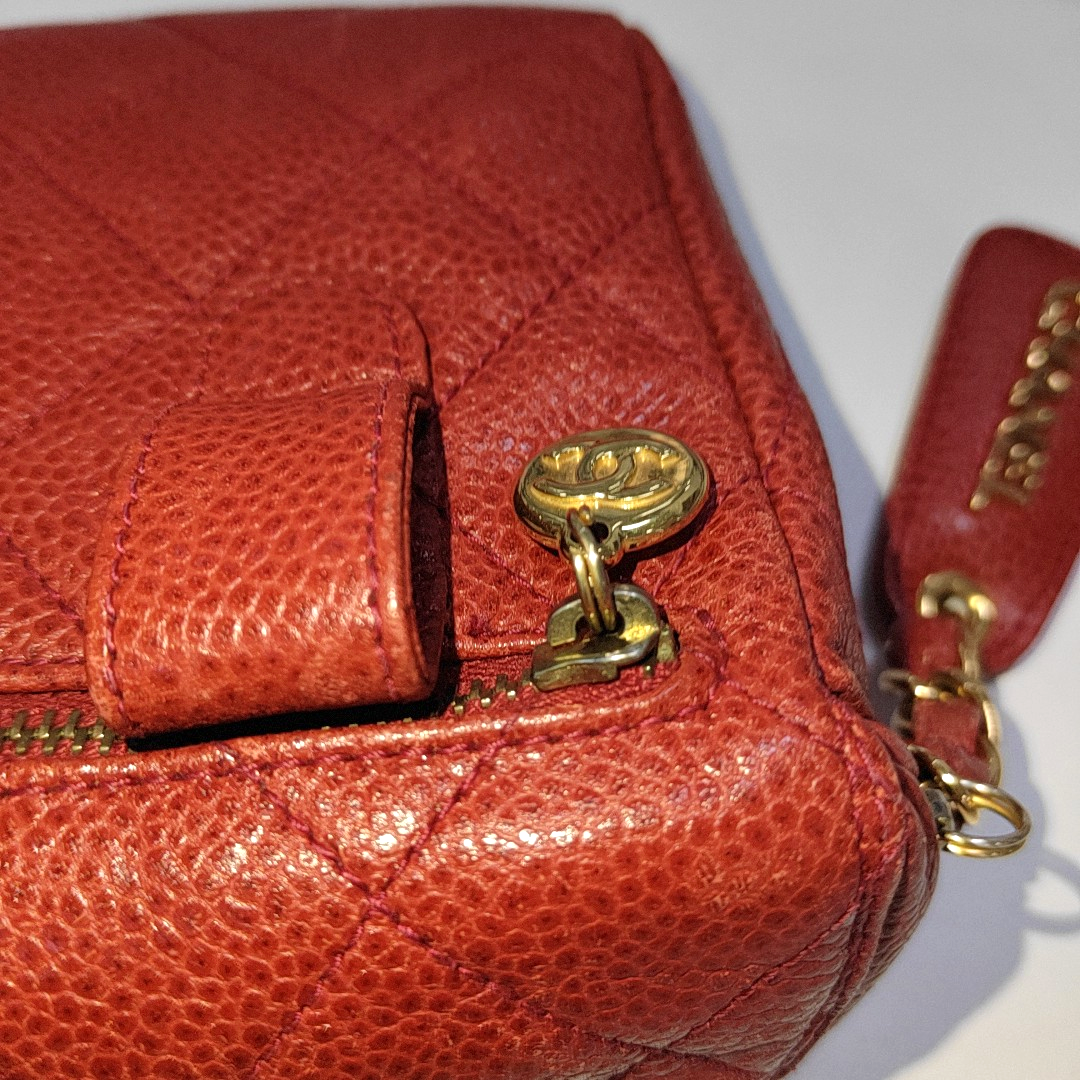 Quilted Grained Calfskin Red
