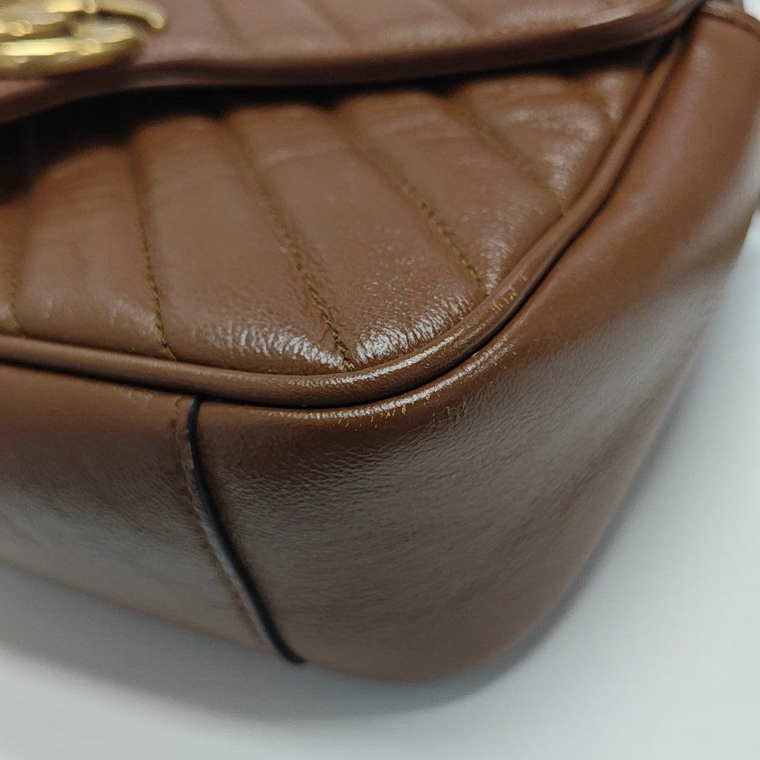 GG Marmont Medium Quilted Calfskin Brown