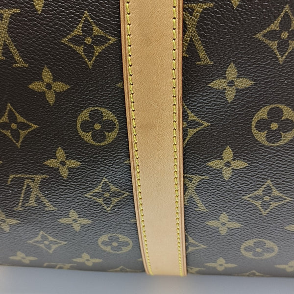 KEEPALL 55 Monogram Coated Canvas Brown