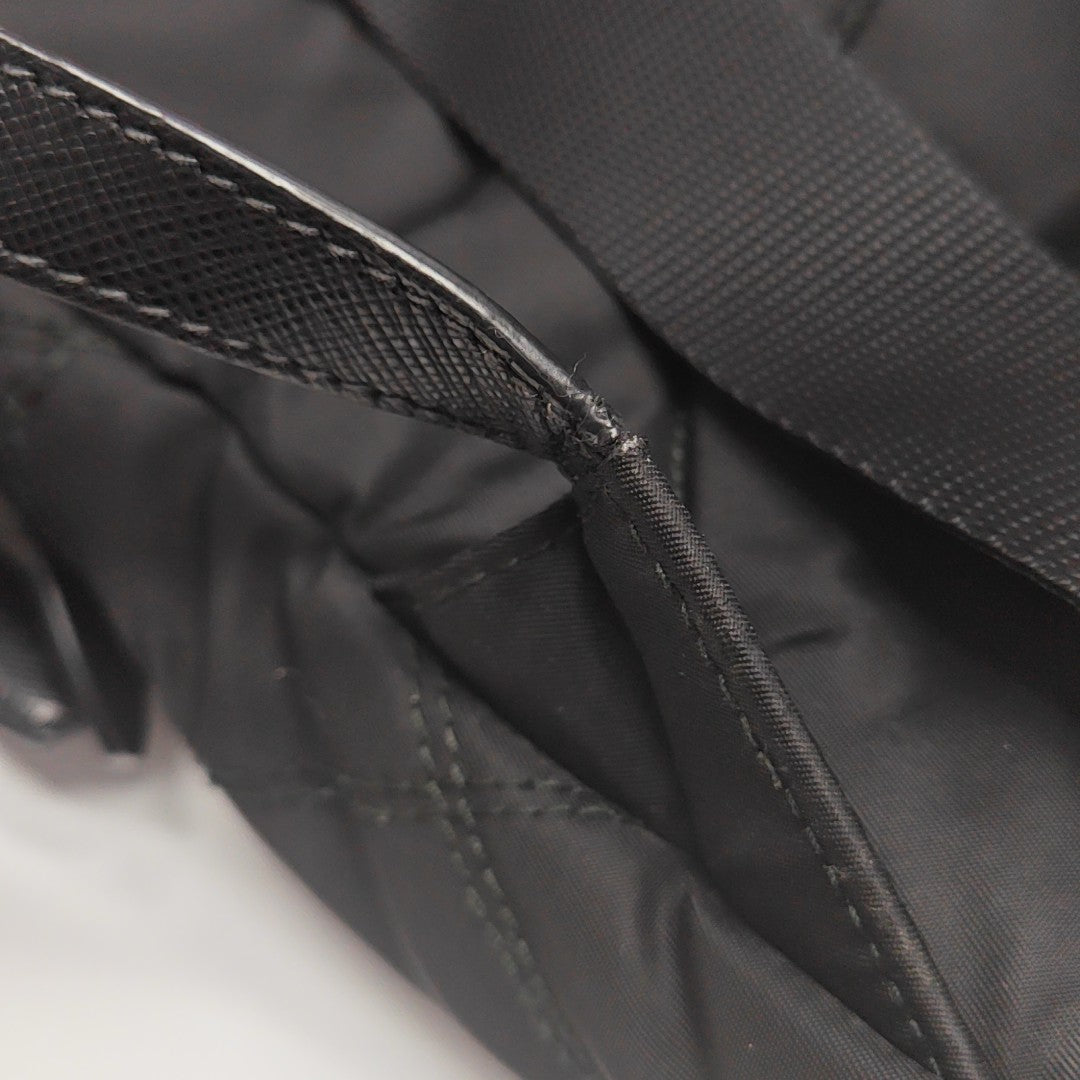 Quilted Nylon Backpack Black
