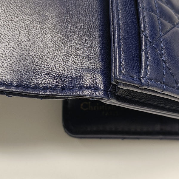 Dioraddict Cannage Calfskin Blue Wallet