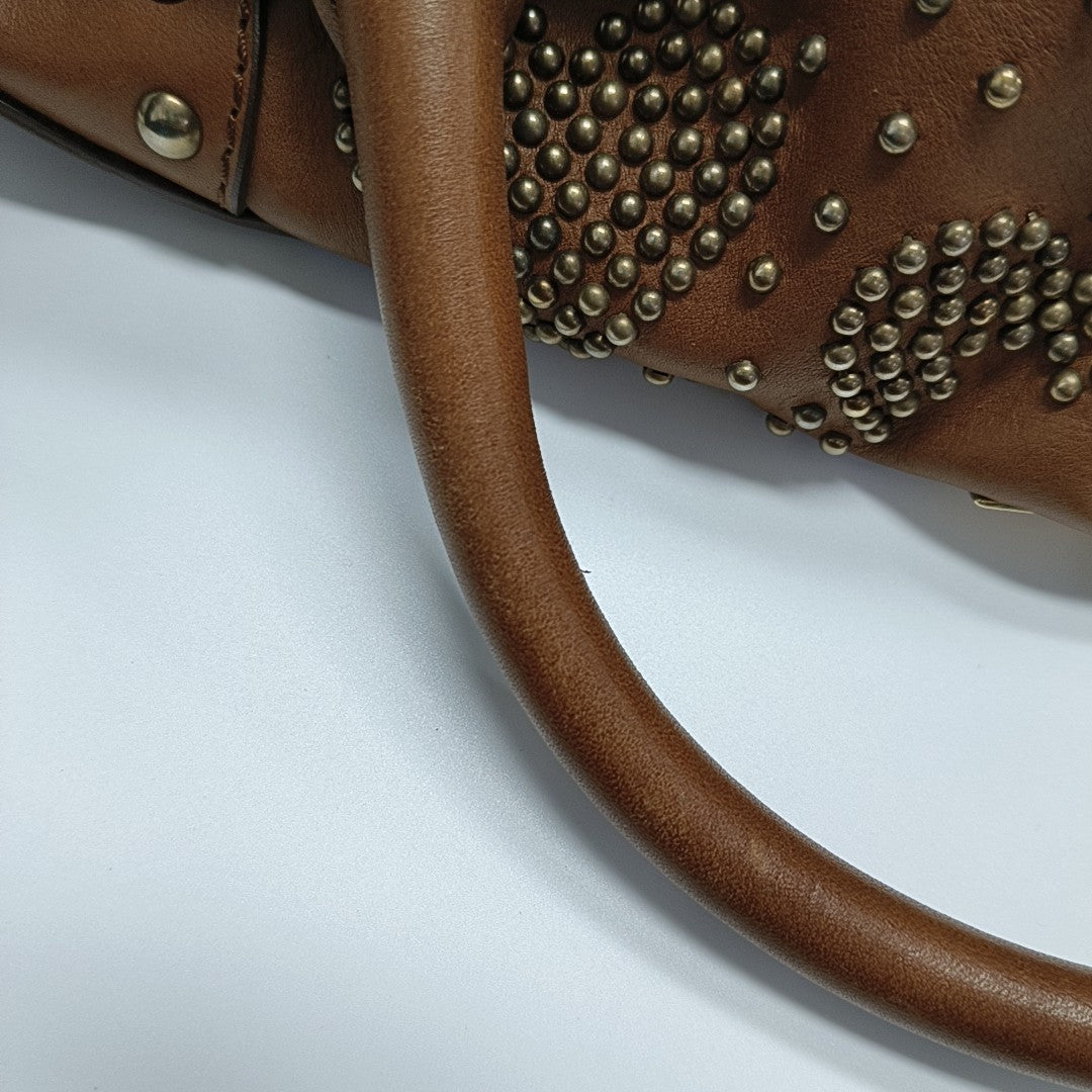 Calfskin Top Handle Bag Brown