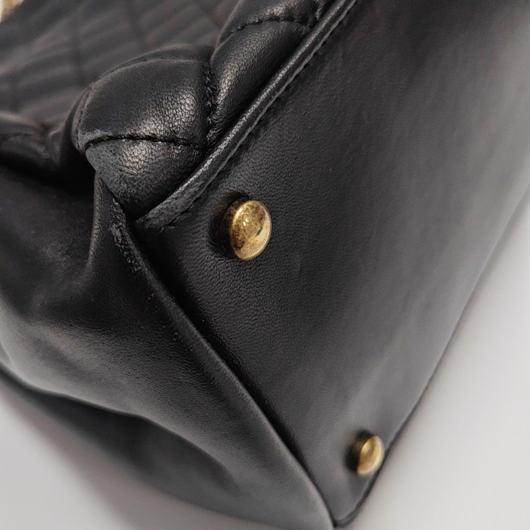 JUST MADEMOISELLE Large Quilted Lambskin Black