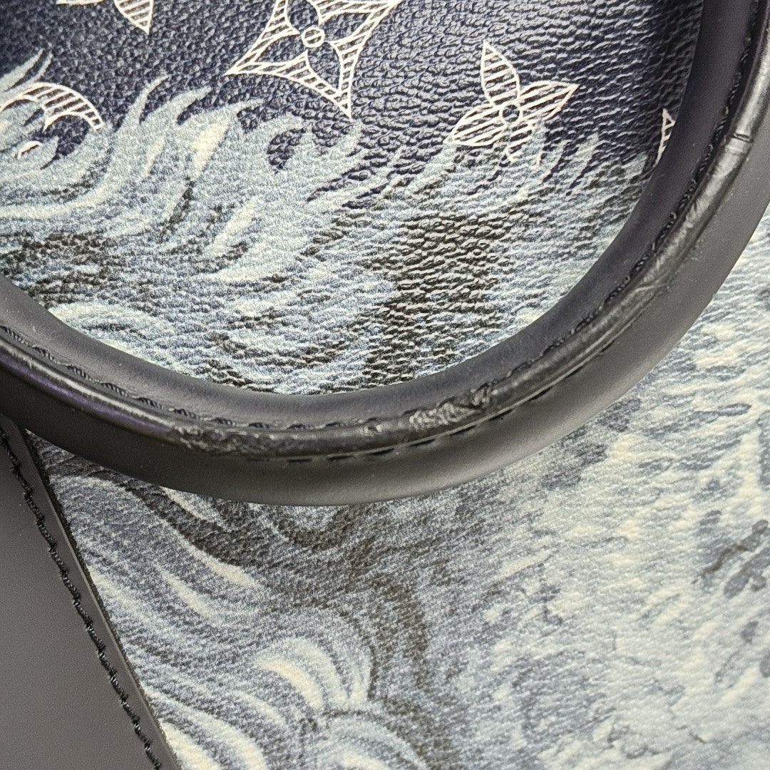 KEEPALL 55 Monogram Coated Canvas Blue