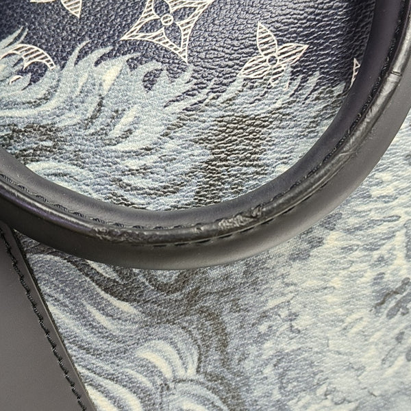 KEEPALL 55 Monogram Coated Canvas Blue