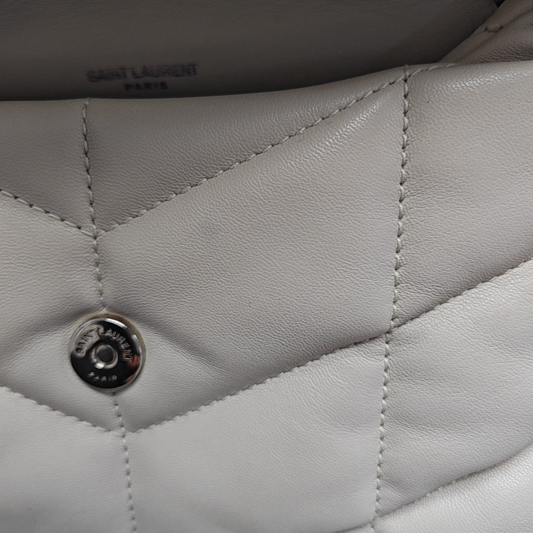 PUFFER Mini Chevron Lambskin White