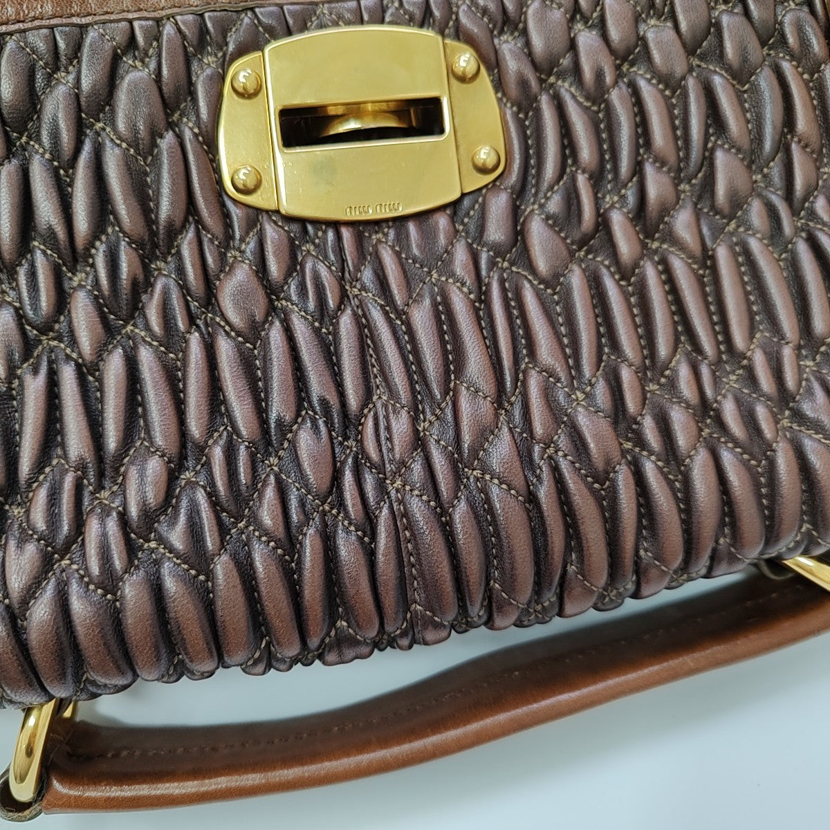 Crystal Quilted Lambskin Brown