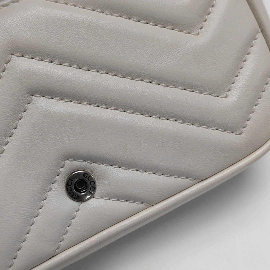 GG Marmont Mini Quilted Calfskin White