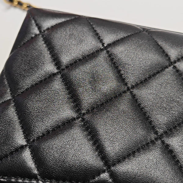 Quilted Lambskin Shoulder Bag Mini Black