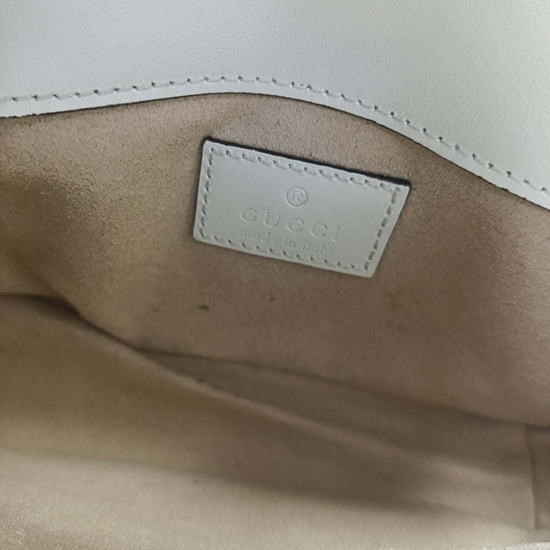 GG Marmont Mini Quilted Calfskin White