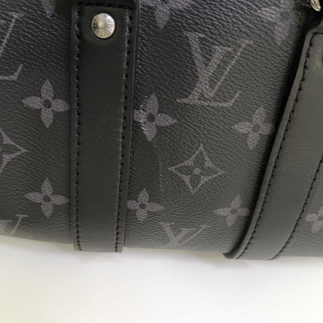 KEEPALL 25 Monogram Coated Canvas Black