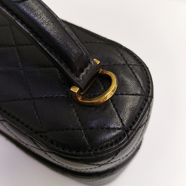 80'S VANITY Mini Quilted Lambskin Black