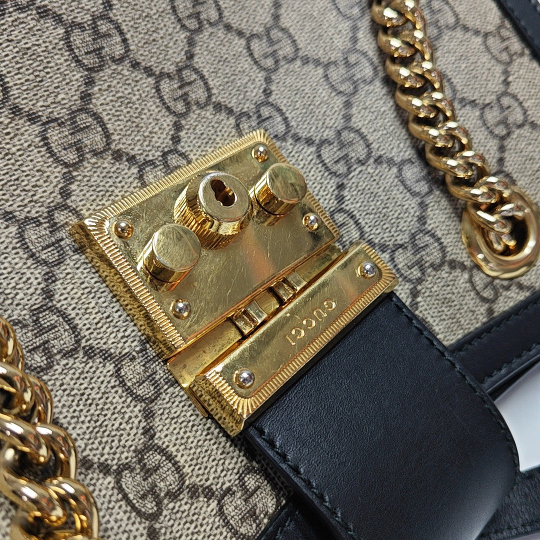 Padlock Small Monogram Coated Canvas Beige