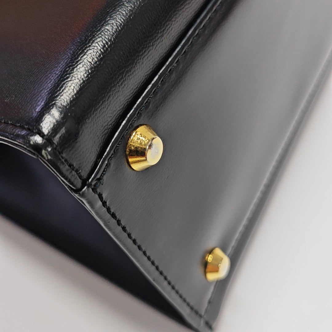 Quilted Calfskin Top Handle Bag Black