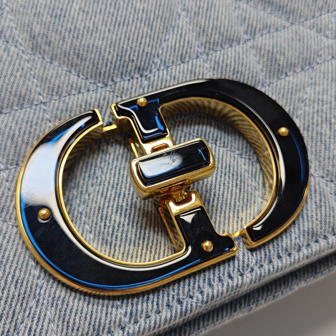 Dior Caro Medium Quilted Denim Blue