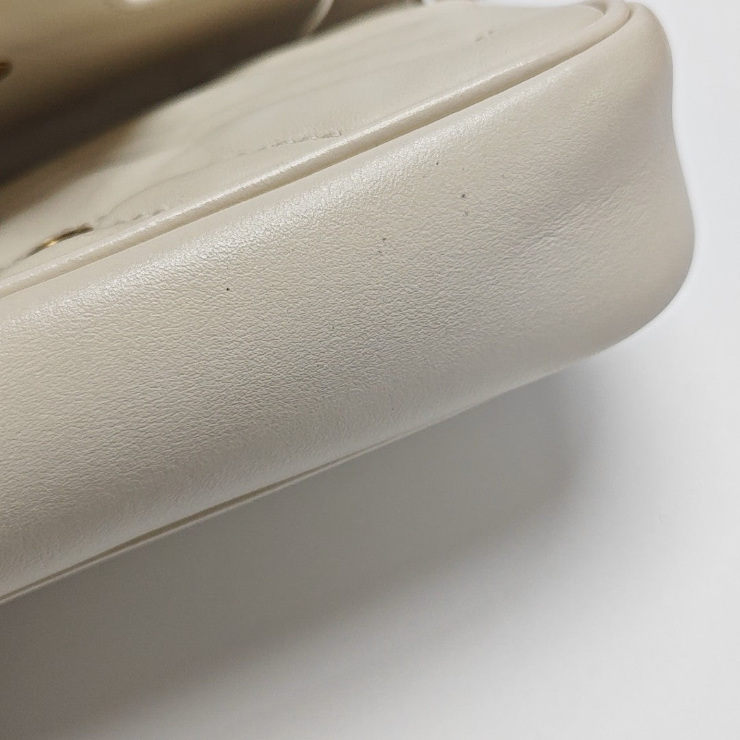GG Marmont Mini Quilted Calfskin White