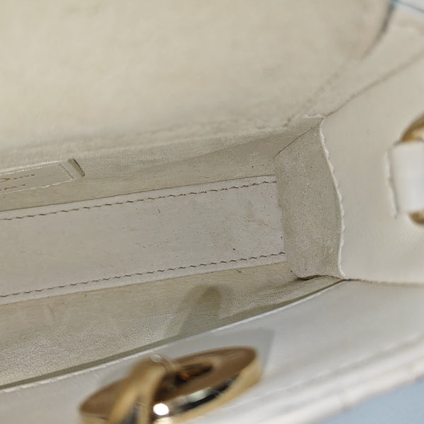 Lady D-Joy Super Mini Cannage Lambskin White