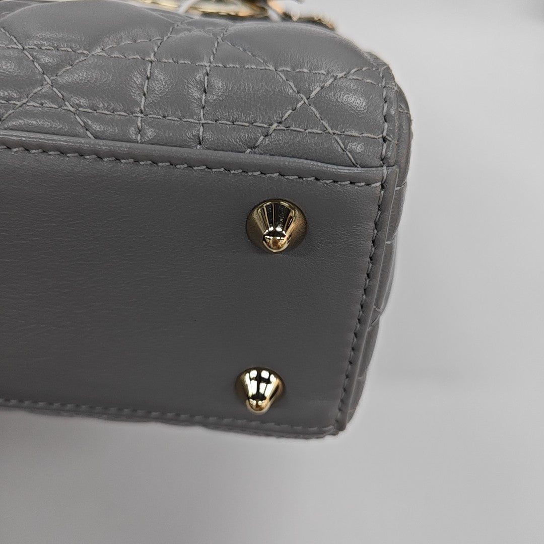 Lady Dior Small Cannage Lambskin Gray