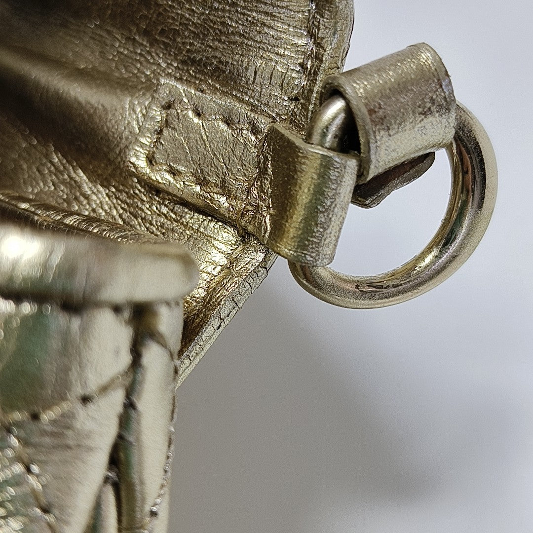 Quilted Calfskin Top Handle Bag Gold