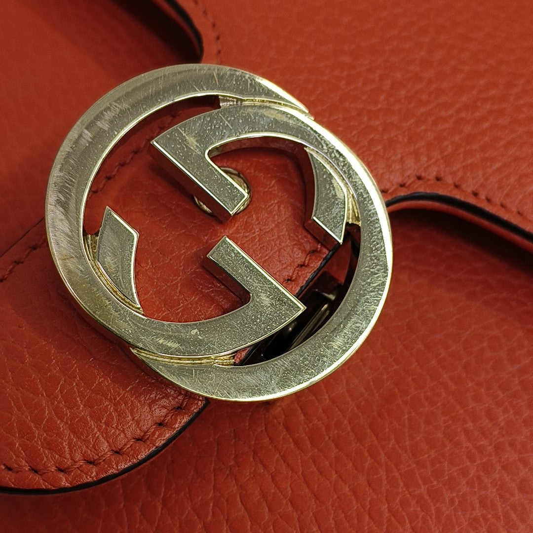 Interlocking G Small Calfskin Orange