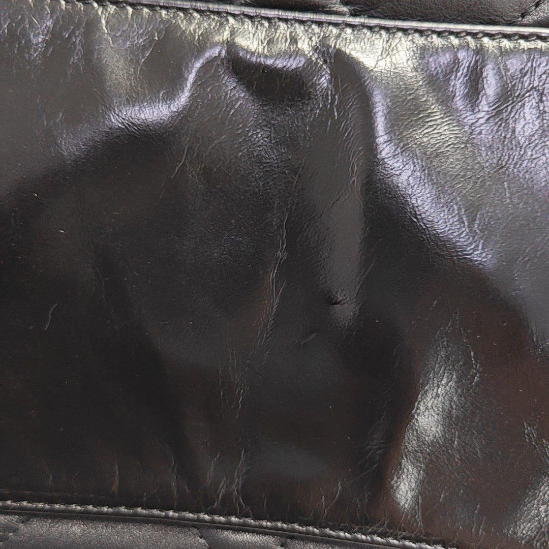 Quilted Calfskin Top Handle Bag Black