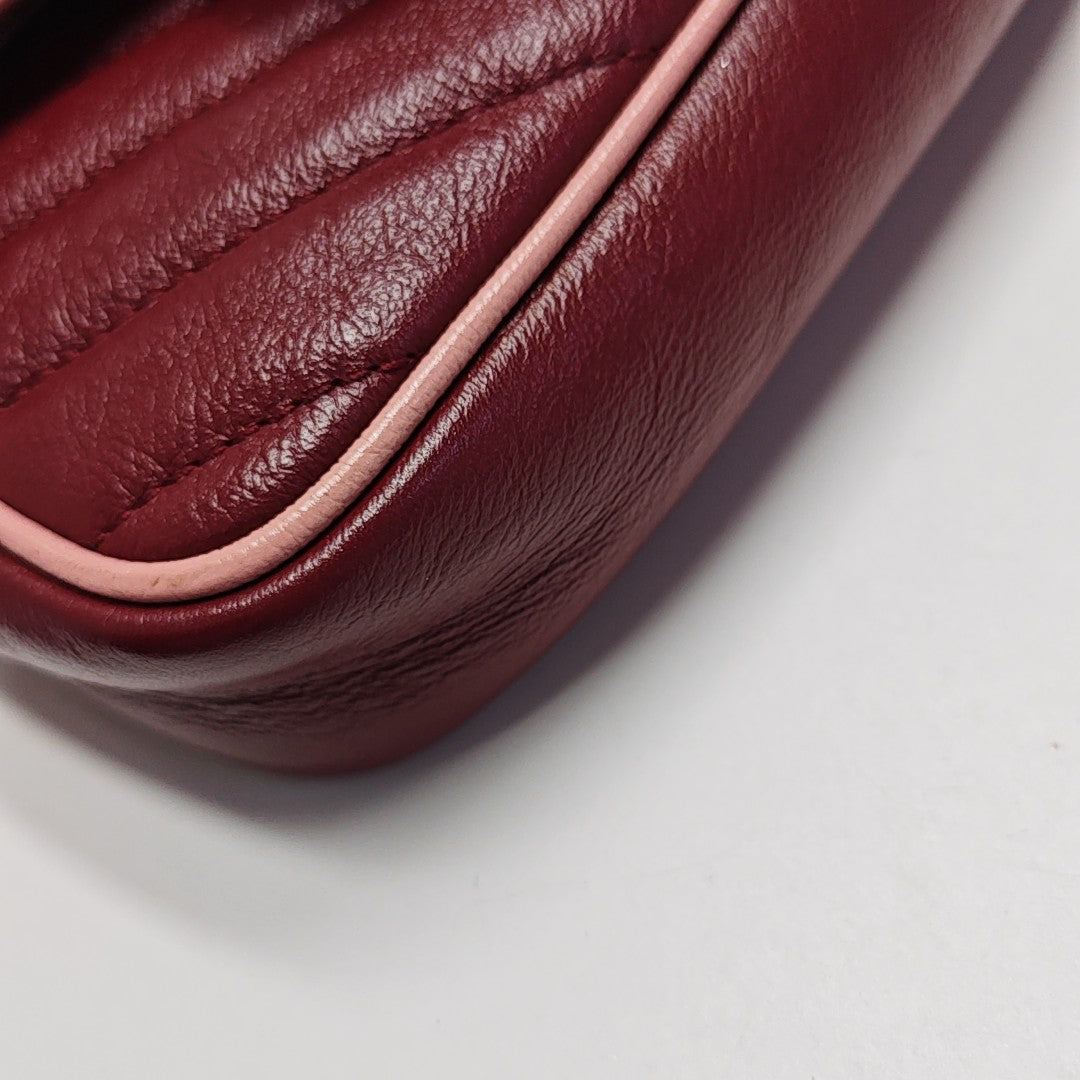 GG Marmont Super Mini Quilted Calfskin Red