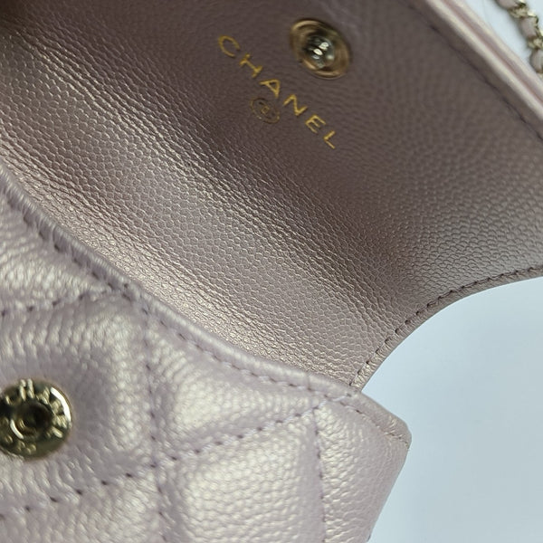 Quilted Grained Calfskin Shoulder Bag Small Pink